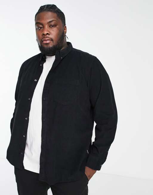 French Connection Plus long sleeve cord shirt in black