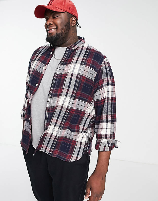 French Connection - plus long sleeve multi check flannel shirt in chateux