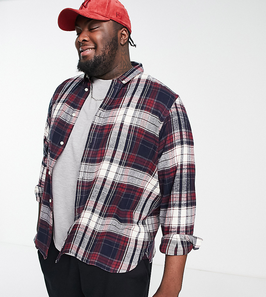 French Connection Long Sleeve Multi Check Flannel Shirt In Chateaux-red