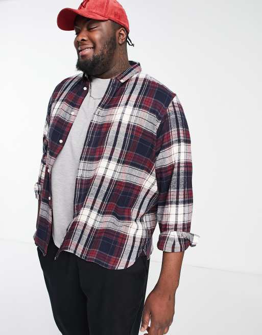 French Connection Plus long sleeve multi plaid flannel shirt in chateux