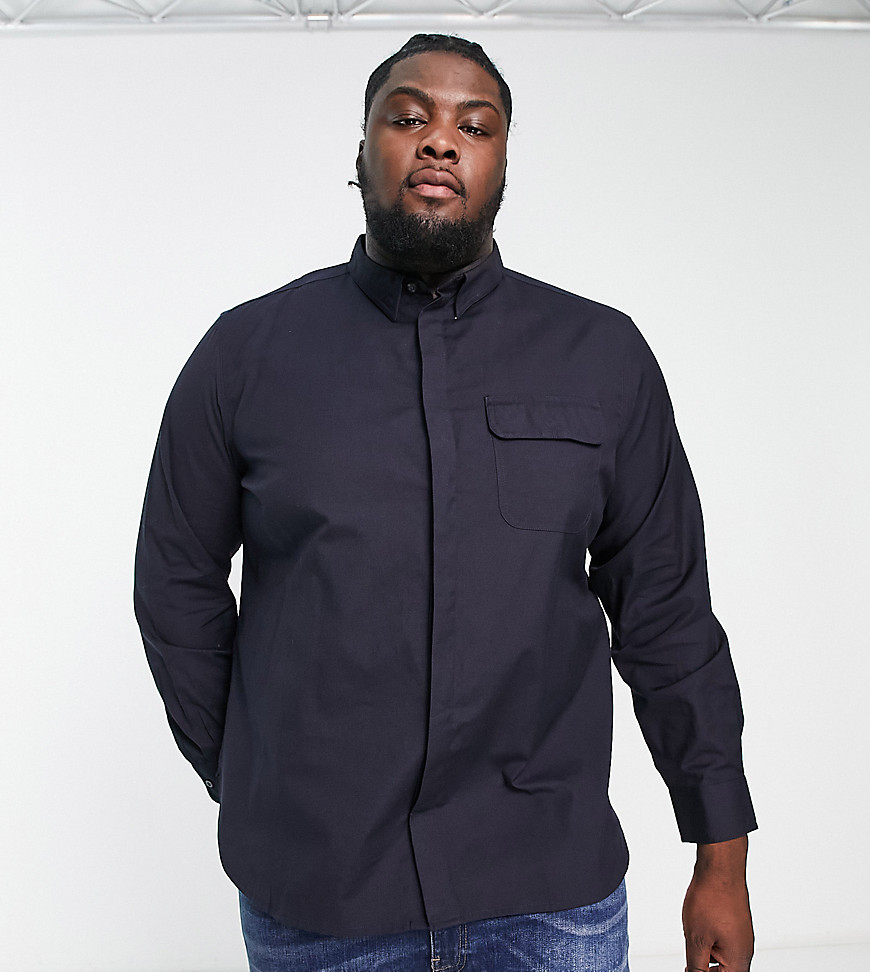 French Connection Tall Long Sleeve Overshirt In Navy
