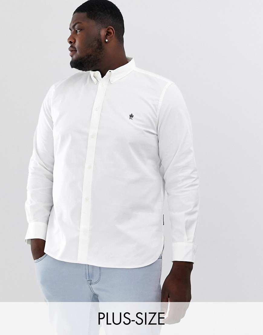 French Connection Plus long sleeve oxford shirt-White
