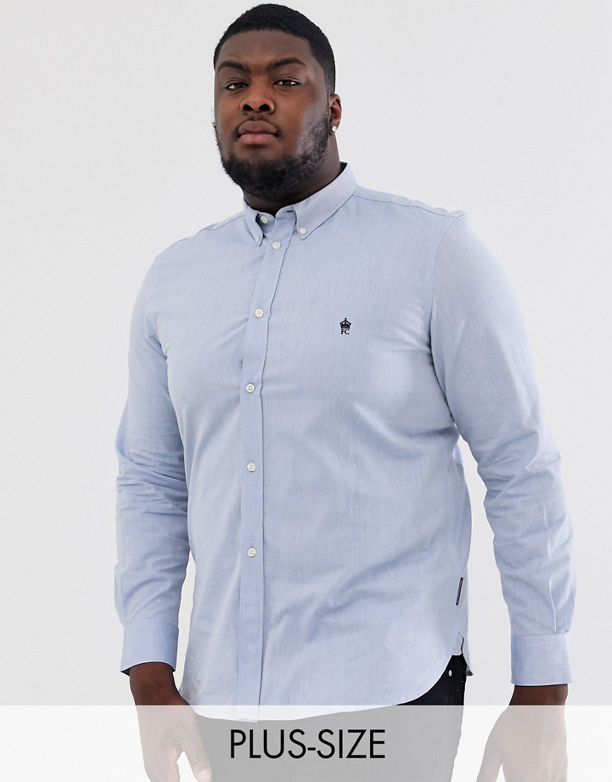 French Connection Plus long sleeve oxford shirt-Blue