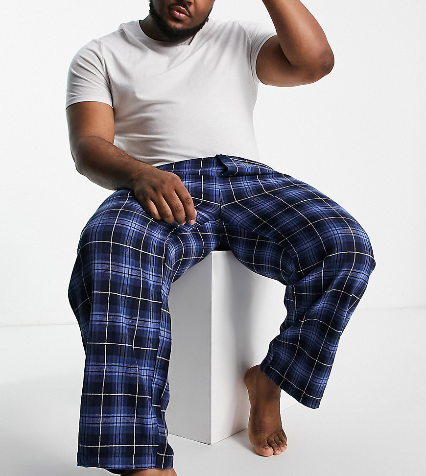 French Connection Plus Lounge Bottoms In Blue Check
