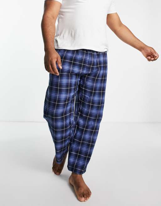 French Connection Plus lounge bottoms in blue check ASOS