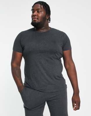 French Connection French Connection Plus lounge t-shirt and short set in charcoal-Grey