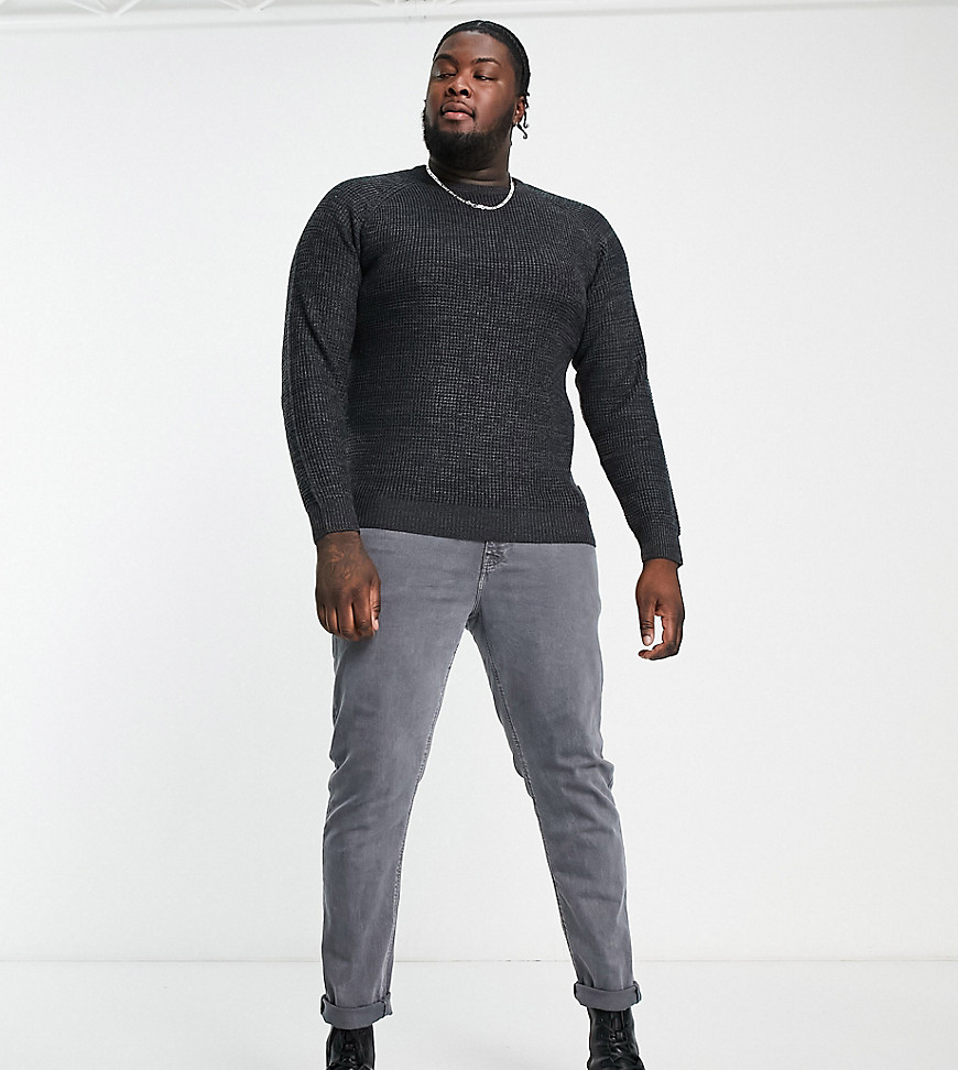 French Connection Plus medium stitch raglan jumper in charcoal-Navy