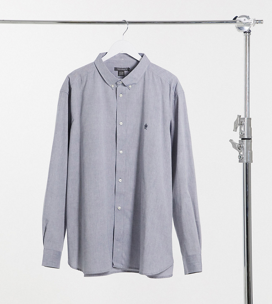 French Connection Plus oxford button down logo shirt in navy