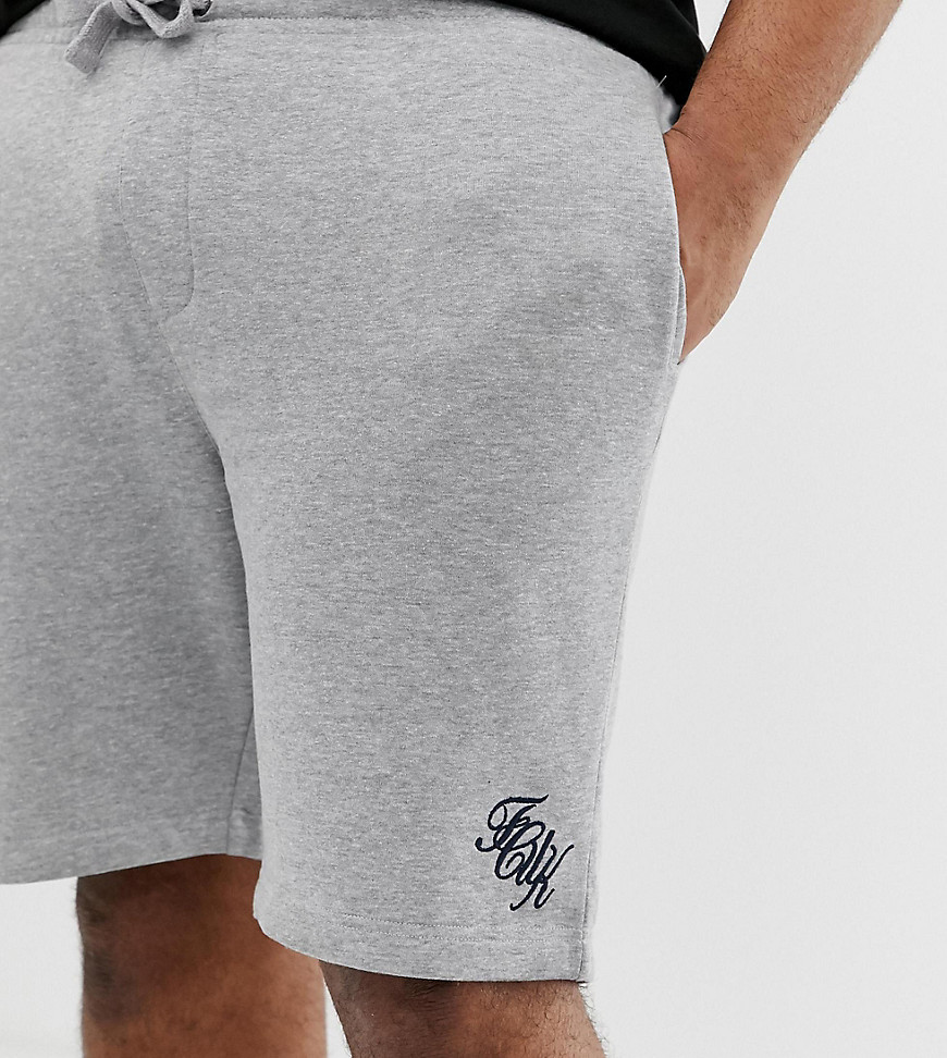 French Connection Plus - Pantaloncini in jersey con scritta e logo-Grigio