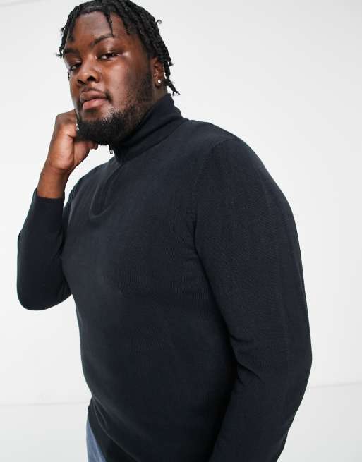 French Connection Plus - Pull en maille douce au toucher à demi-fermeture éclair - Bleu marine, 3 de 4