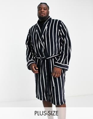 Plus robe in navy and ecru stripe