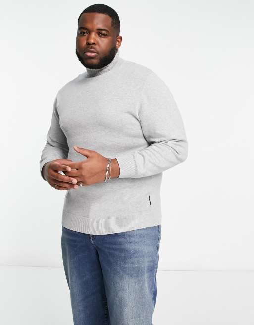 French Connection Plus roll neck jumper in light grey | ASOS