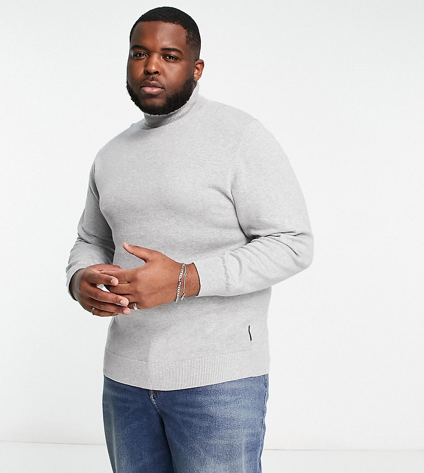 French Connection Plus roll neck sweater in light gray