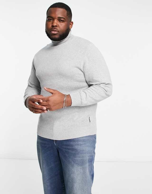 French Connection Plus roll neck sweater in light gray