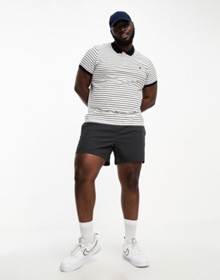 French Connection Plus single stripe polo in white & navy