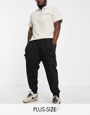 French Connection Plus slim fit cargo joggers in black