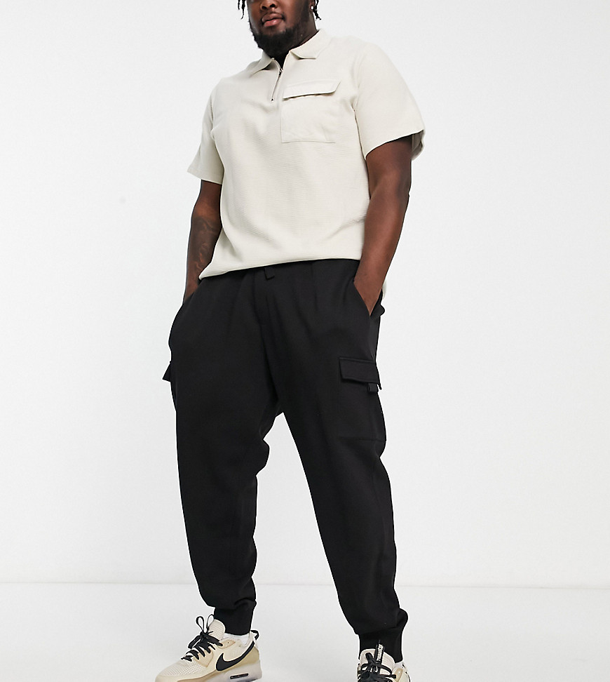French Connection Plus slim fit cargo sweatpants in black