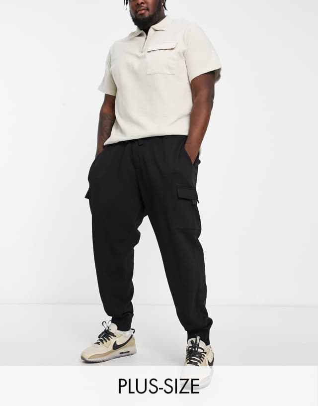 French Connection Plus slim fit cargo sweatpants in black