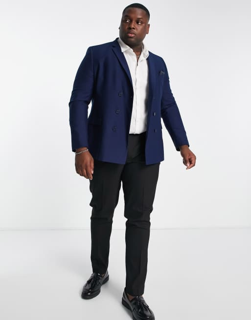 Plus Size Slim Fit Suit, Dark Blue