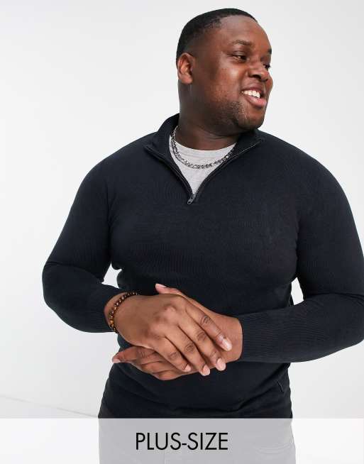 French Connection Plus soft touch half zip jumper in navy