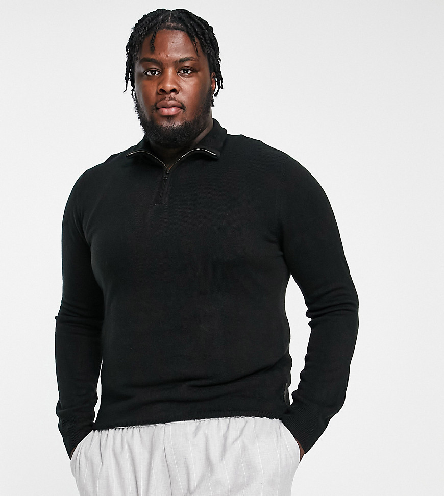French Connection Plus soft touch half zip sweater in black