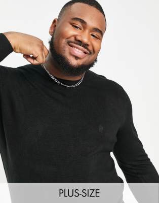 French Connection French Connection Plus soft touch logo crew neck jumper in black