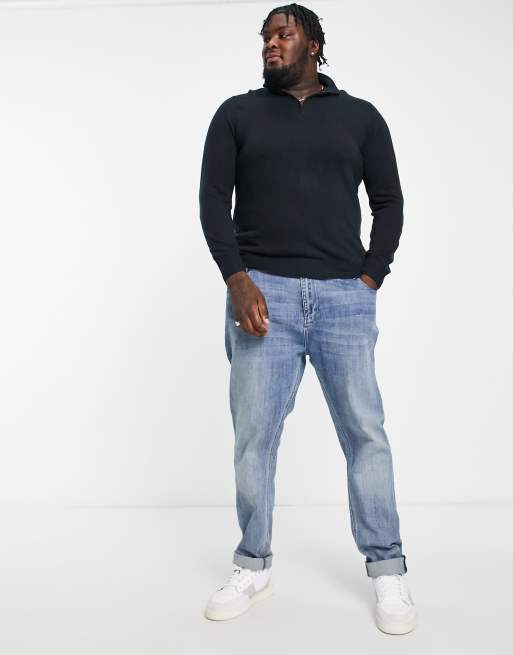 French Connection Plus – Weicher Pullover mit kurzem Reißverschluss in Marineblau, 4 von 4
