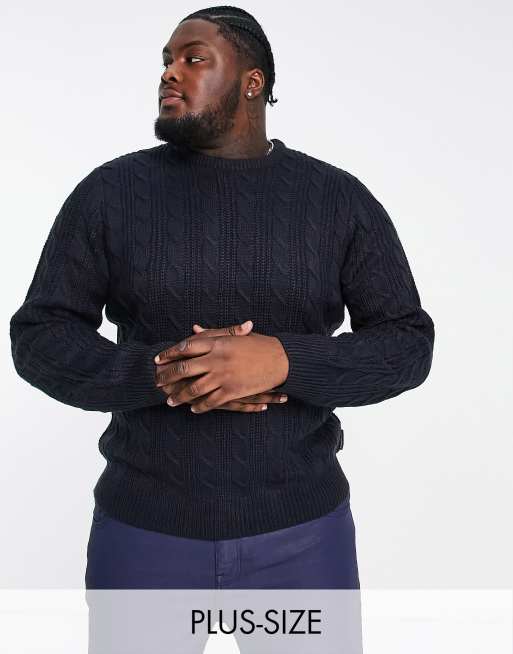 Plus size black discount crew neck sweater