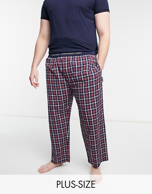 French Connection Plus woven check logo lounge pants