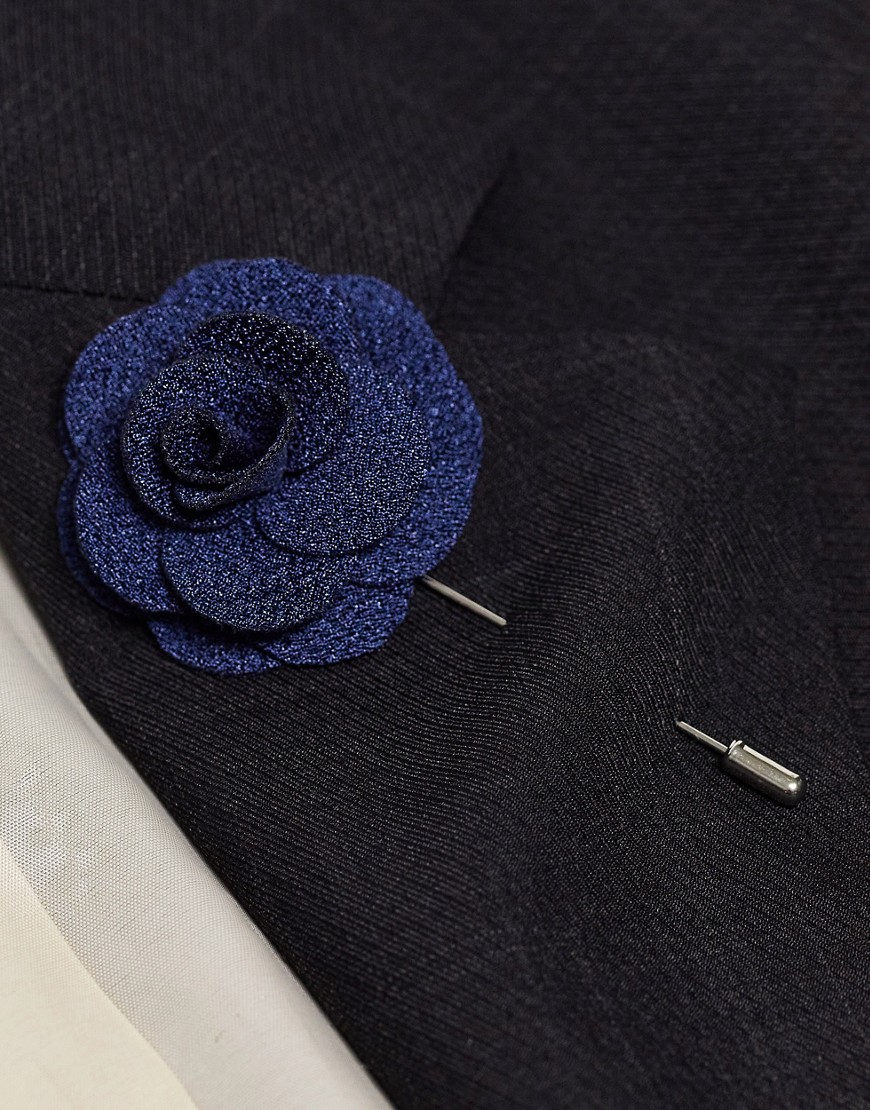French Connection Pocket Square And Lapel Pin In Navy Polka Dot
