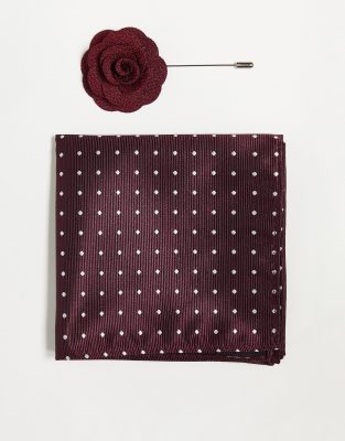 French Connection French Connection pocket square and lapel pin in red