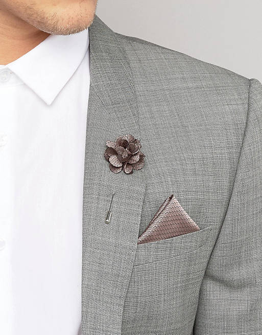 Asos Men Accessories Ties Pocket Squares Lapel pin and pocket square set in forest 