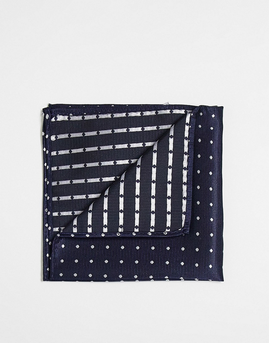 French Connection Pocket Square In Navy Polka Dot
