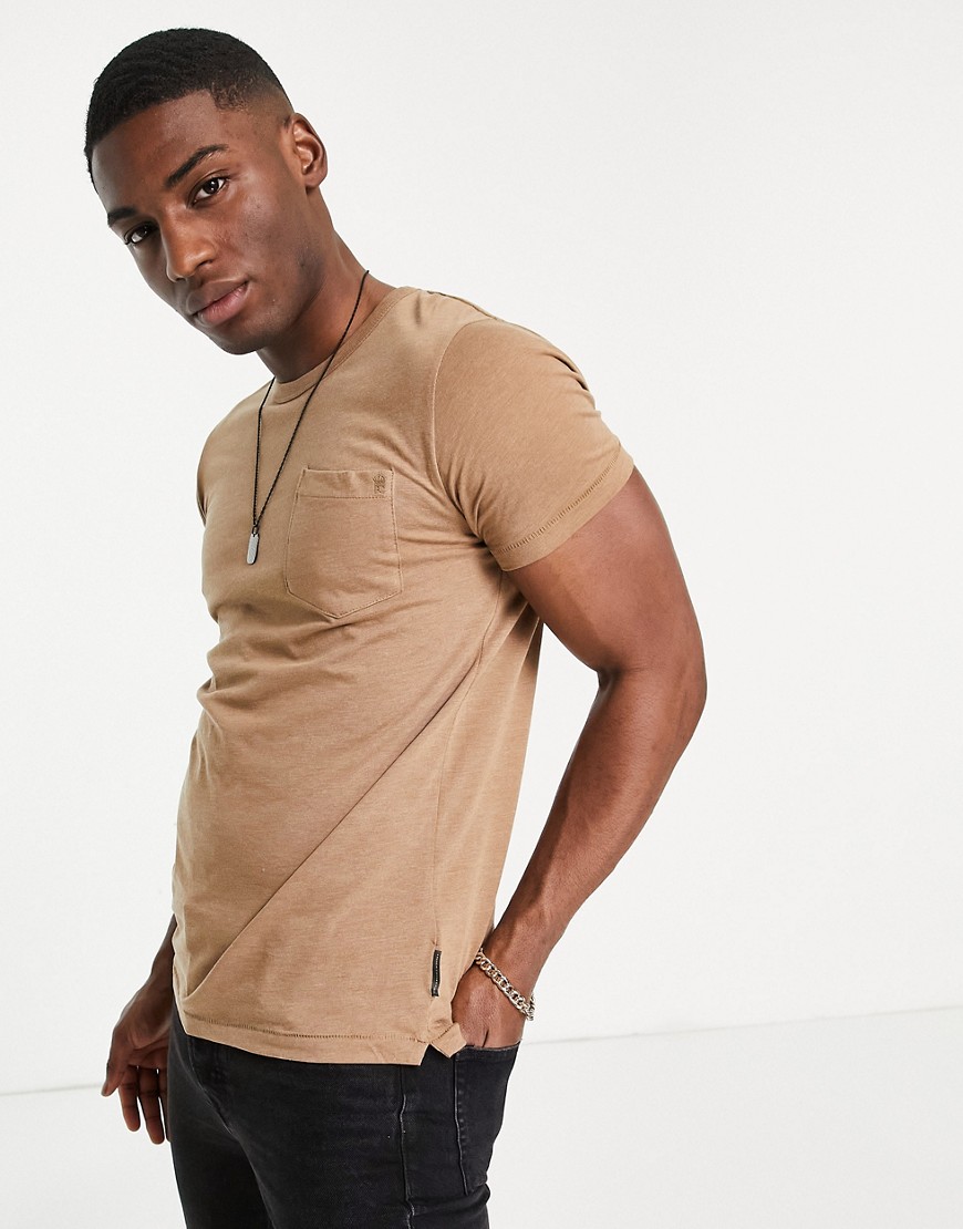 French Connection pocket t-shirt in camel-Brown