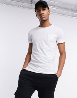 FRENCH CONNECTION POCKET T-SHIRT IN WHITE,56POF