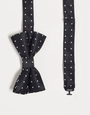 French Connection polka dot bow tie in black