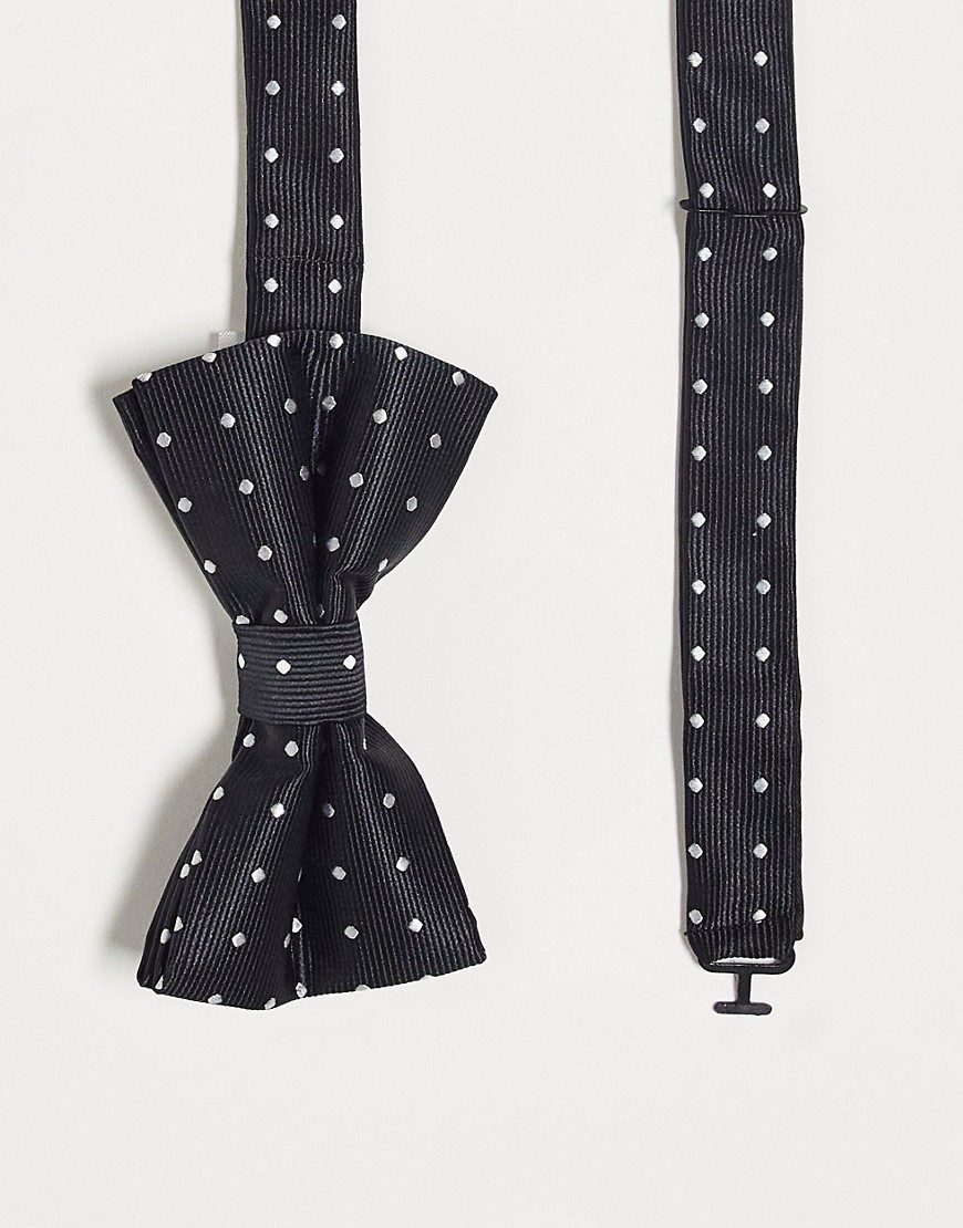 French Connection polka dot bow tie in black