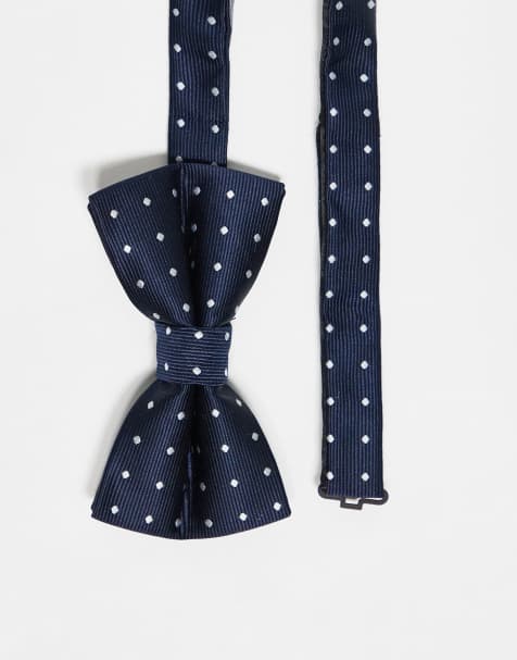 French Connection polka dot bow tie in navy and white - view 1