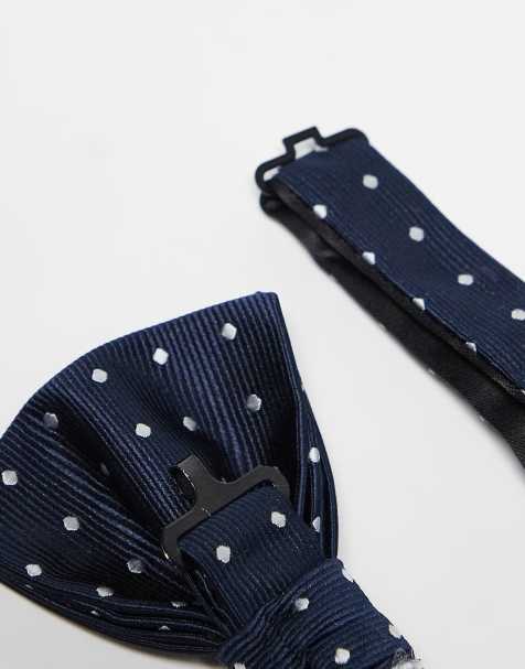 French Connection polka dot bow tie in navy and white - view 2