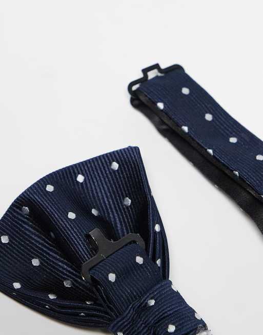 French Connection polka dot bow tie in navy and white, 2 of 3