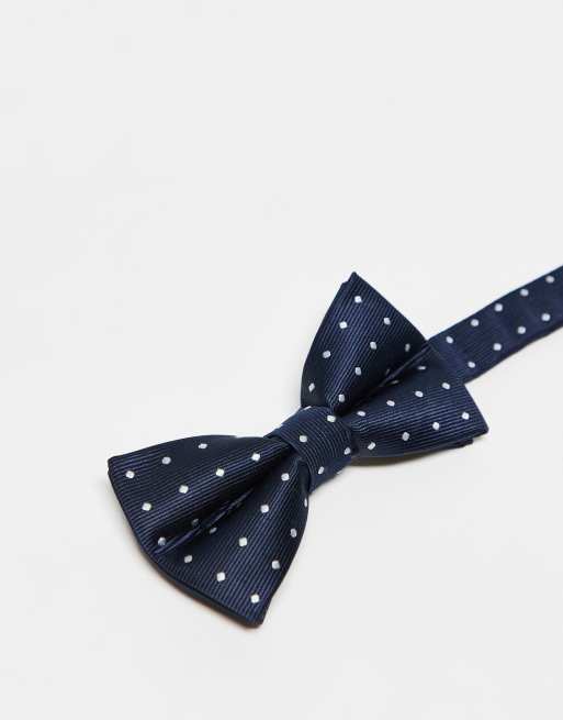 French Connection polka dot bow tie in navy and white, 3 of 3
