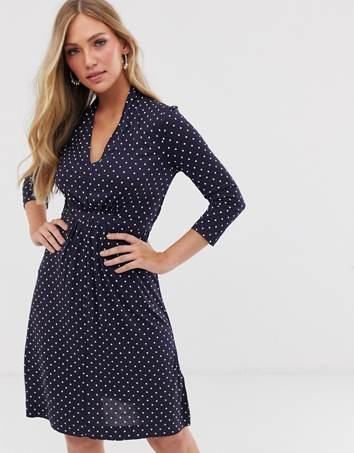 French Connection polka dot jersey dress
