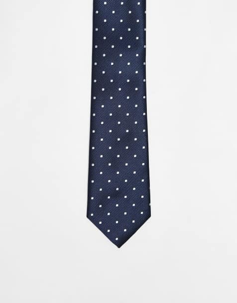 French Connection polka dot necktie in navy and white - view 1