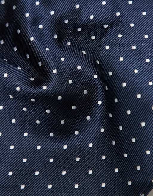 French Connection polka dot pocket square in navy and white, 2 of 3
