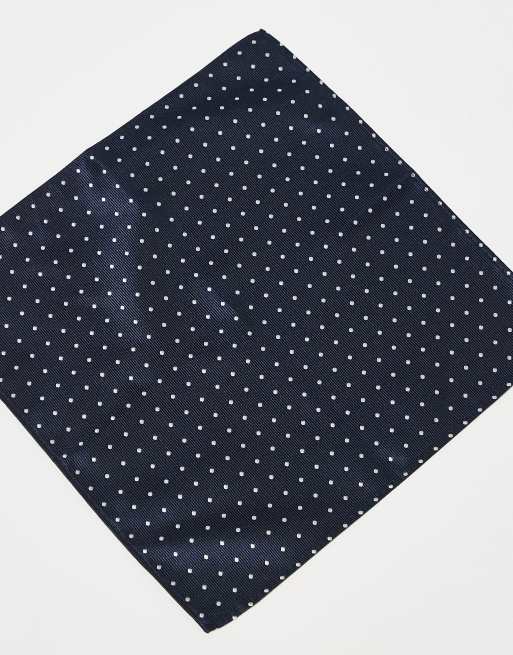 French Connection polka dot pocket square in navy and white, 3 of 3