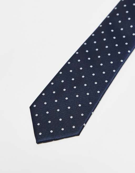 French Connection polka dot tie in navy and white, 2 of 3