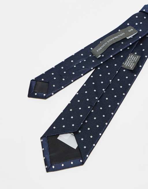 French Connection polka dot tie in navy and white, 3 of 3
