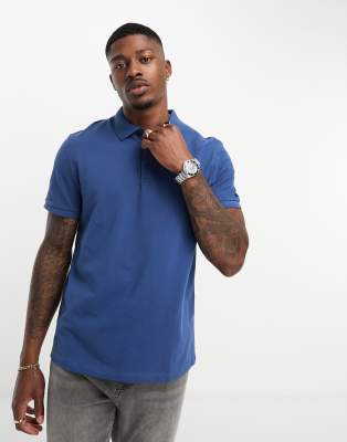 French Connection short sleeve polo shirt in blue - ASOS Price Checker