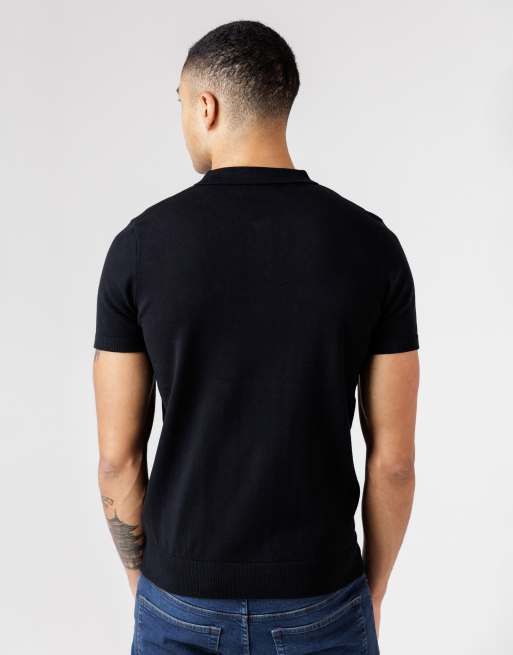 French Connection - Polo à manches courtes et col zippé en coton - Noir, 4 de 4