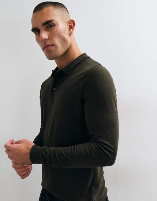 French Connection polo a maniche lunghe verde, 4 di 5